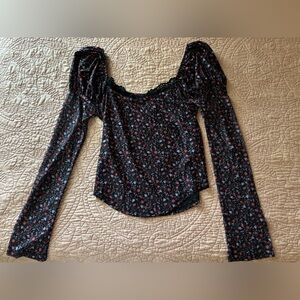 Maeve / Anthropologie Floral Long-Sleeved Sheer Women's Top